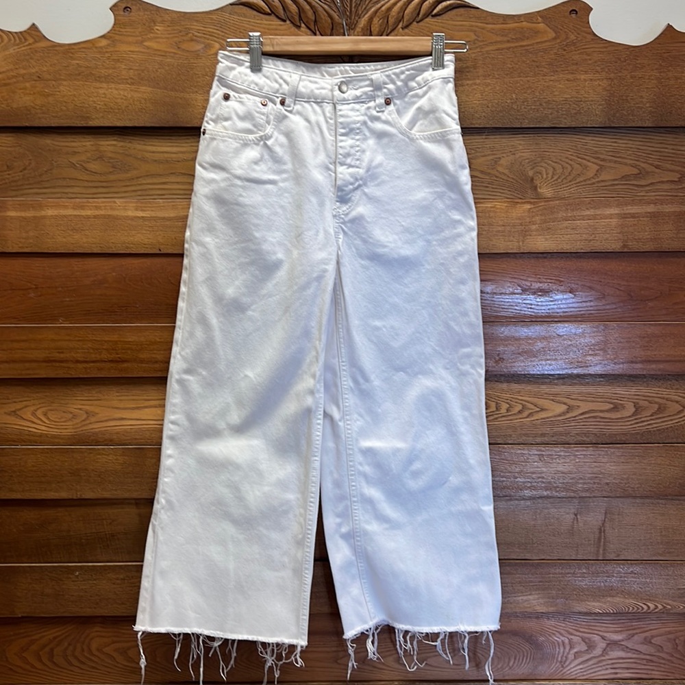 Cheap Monday Ehite High Rise Wide Leg White Jeans Size 26/30